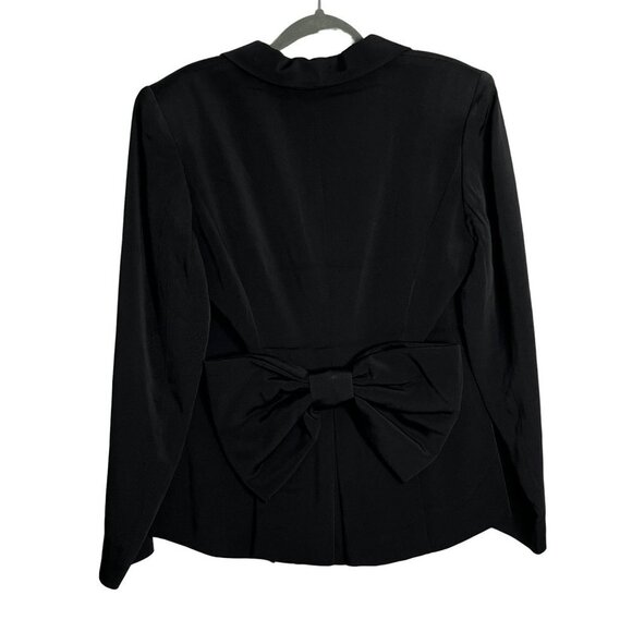 Genny Blazer Large Back Bow Detail Leather Detail Buttons Shoulder Pads Black 6 - Picture 6 of 11